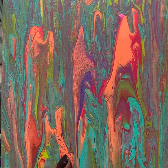 Trippy Pour Paint Canvas - Picture 2 of 3